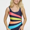 Klortålig baddräkt Alice - Navy/neon