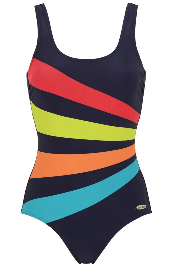 Klortålig baddräkt Alice - Navy/neon