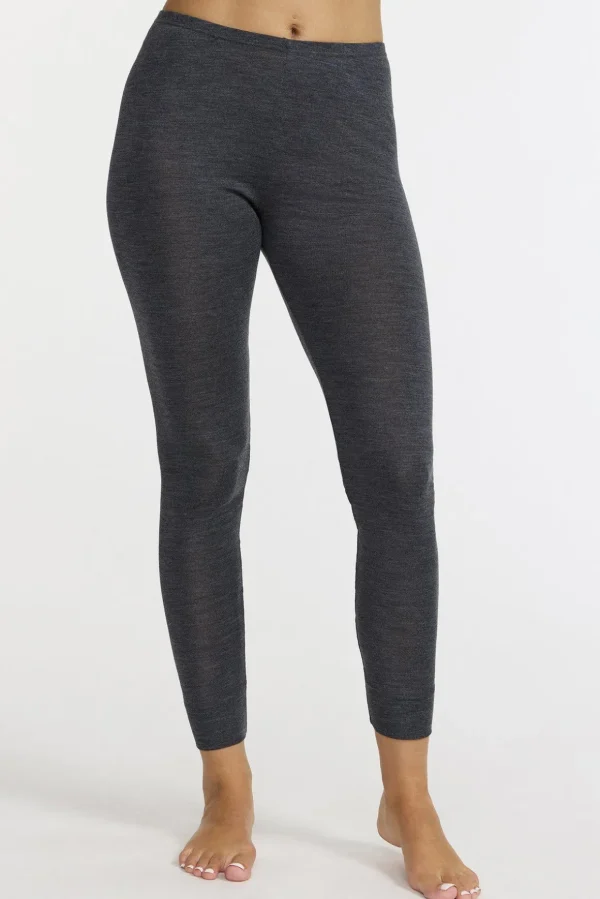 Leggings i merinoull /siden Wilma - Dark grey melange