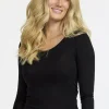 Långärmad tröja i merinoull/silke Wilma - Black
