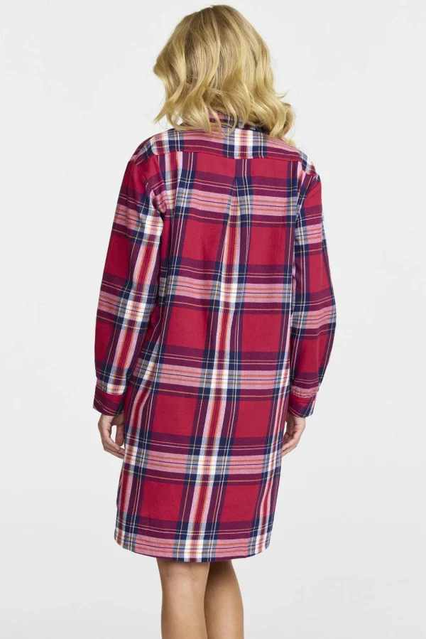 Nattskjorta i flanell - Cranberry