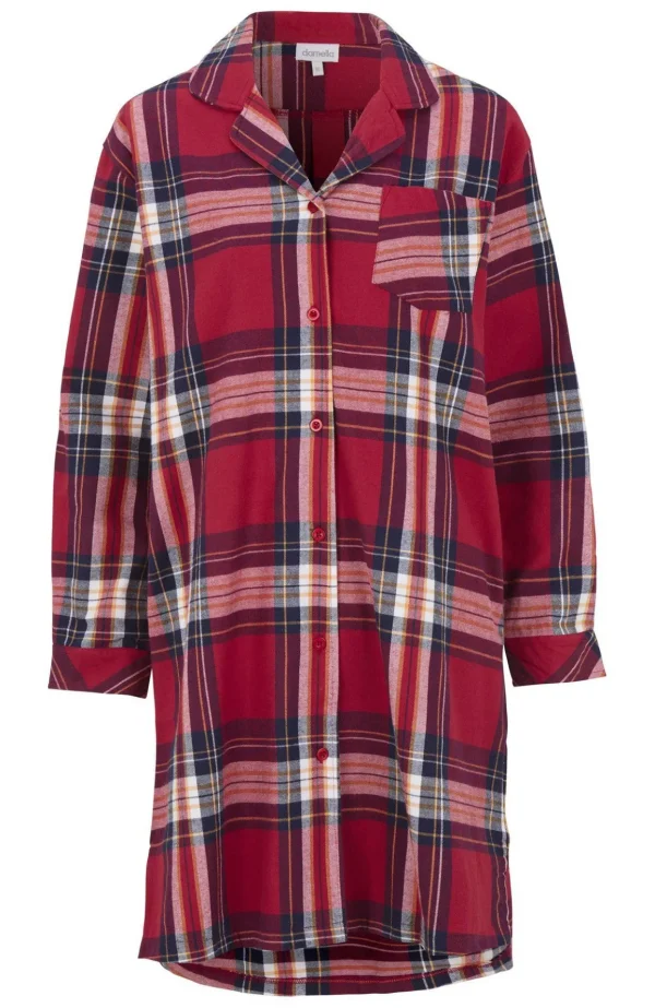 Nattskjorta i flanell - Cranberry
