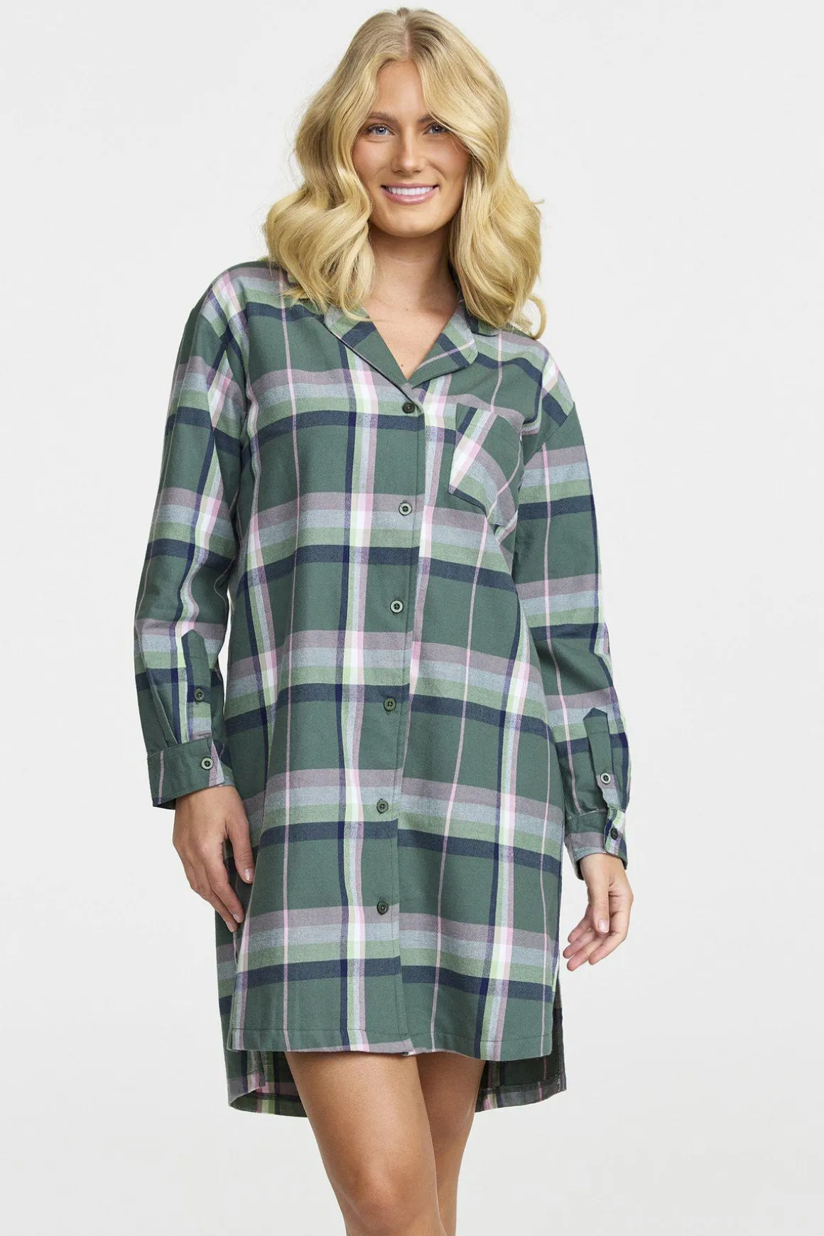 nattskjorta__i_flanell__f_0.webp Nattskjorta i flanell - Forest green