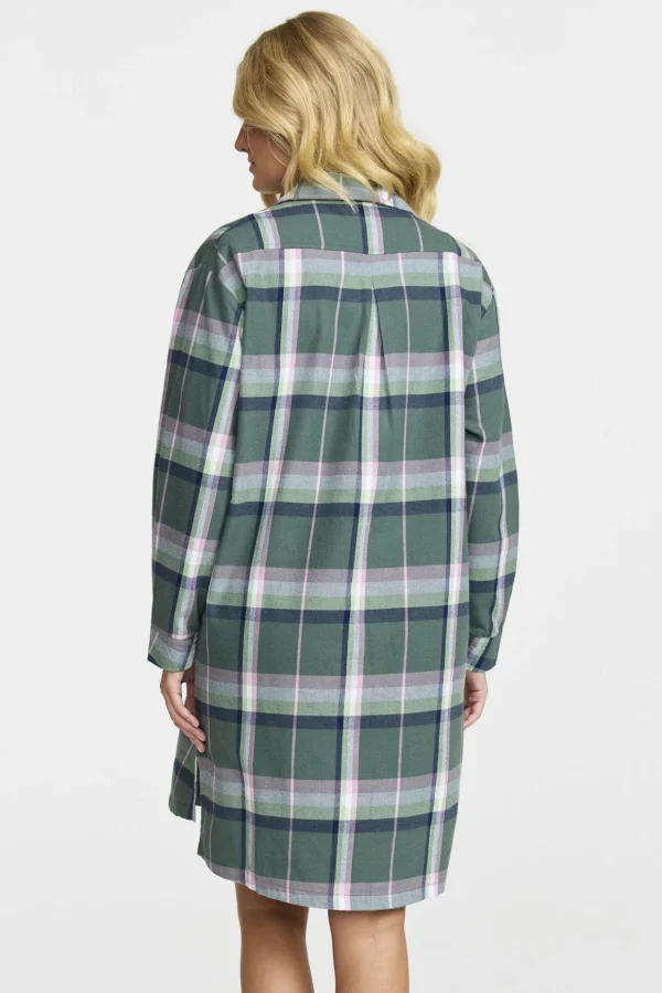 Nattskjorta i flanell - Forest green