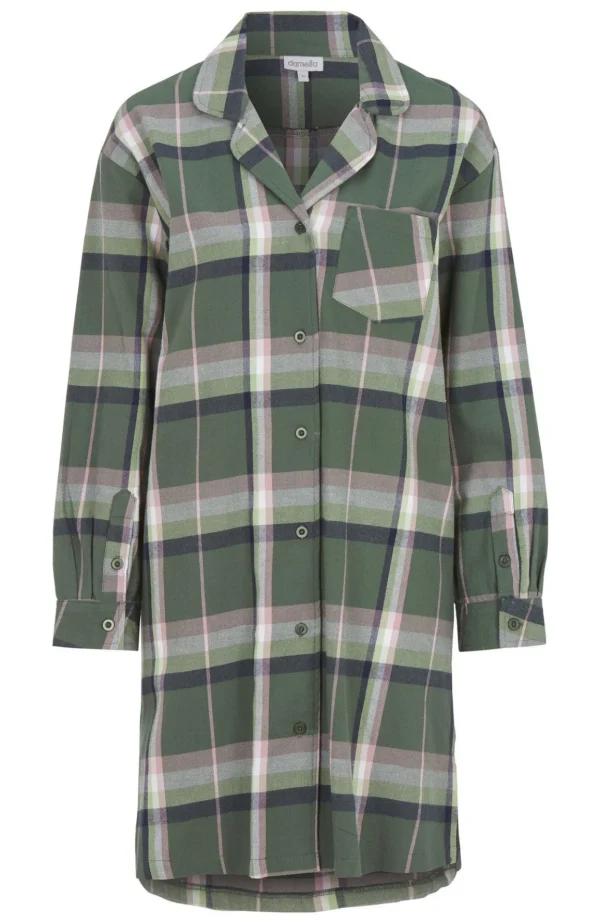 Nattskjorta i flanell - Forest green