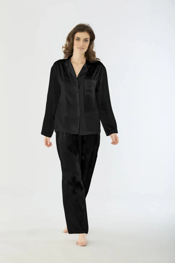 Sidenpyjamas - Black